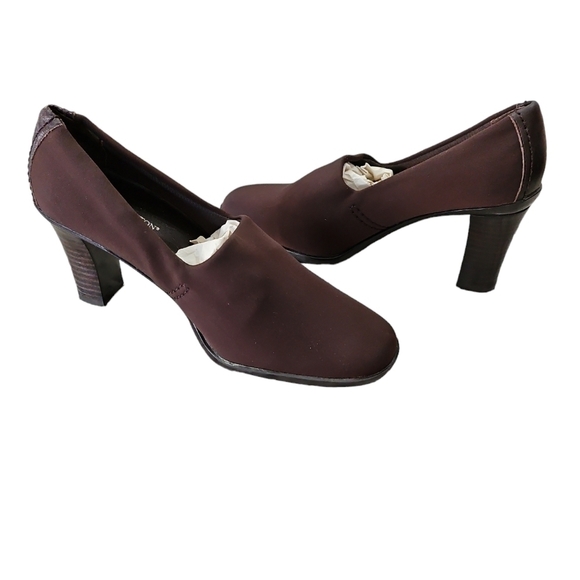 Worthington Chocolate Brown Fabric Upper 2.5in Slip on Heels Size 5 - Picture 4 of 10